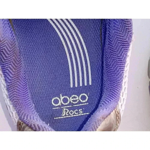 Abeo Womens Aubrey Rocs Walking Shoes White Purple Textile Lace Up Toning 6.5M - Picture 8 of 10